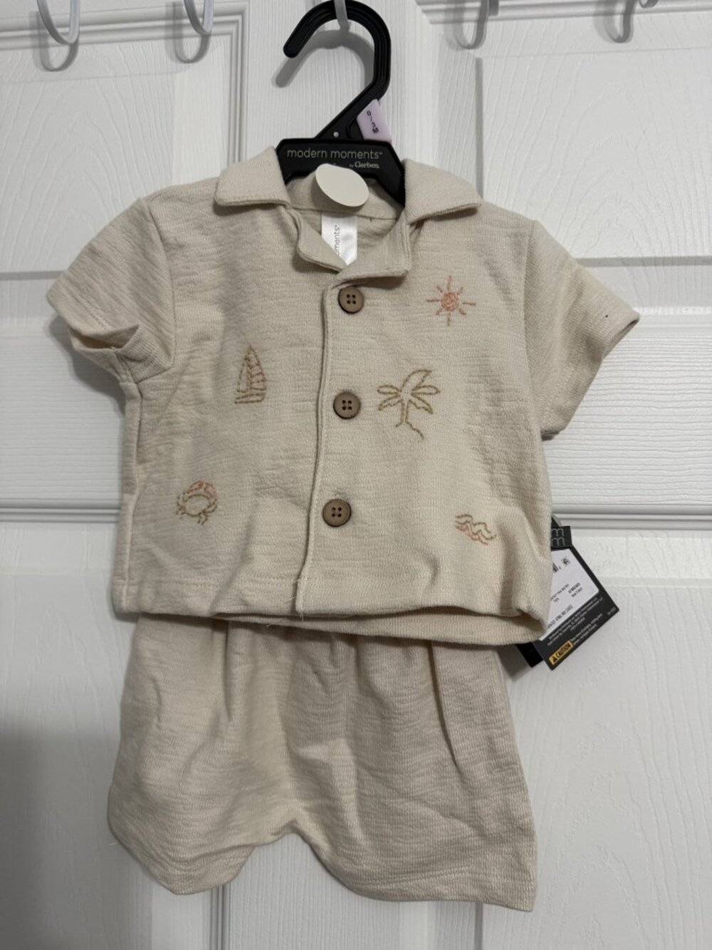 Modern Moments Baby 2-Piece Set Coastal Embroidered 0-3M